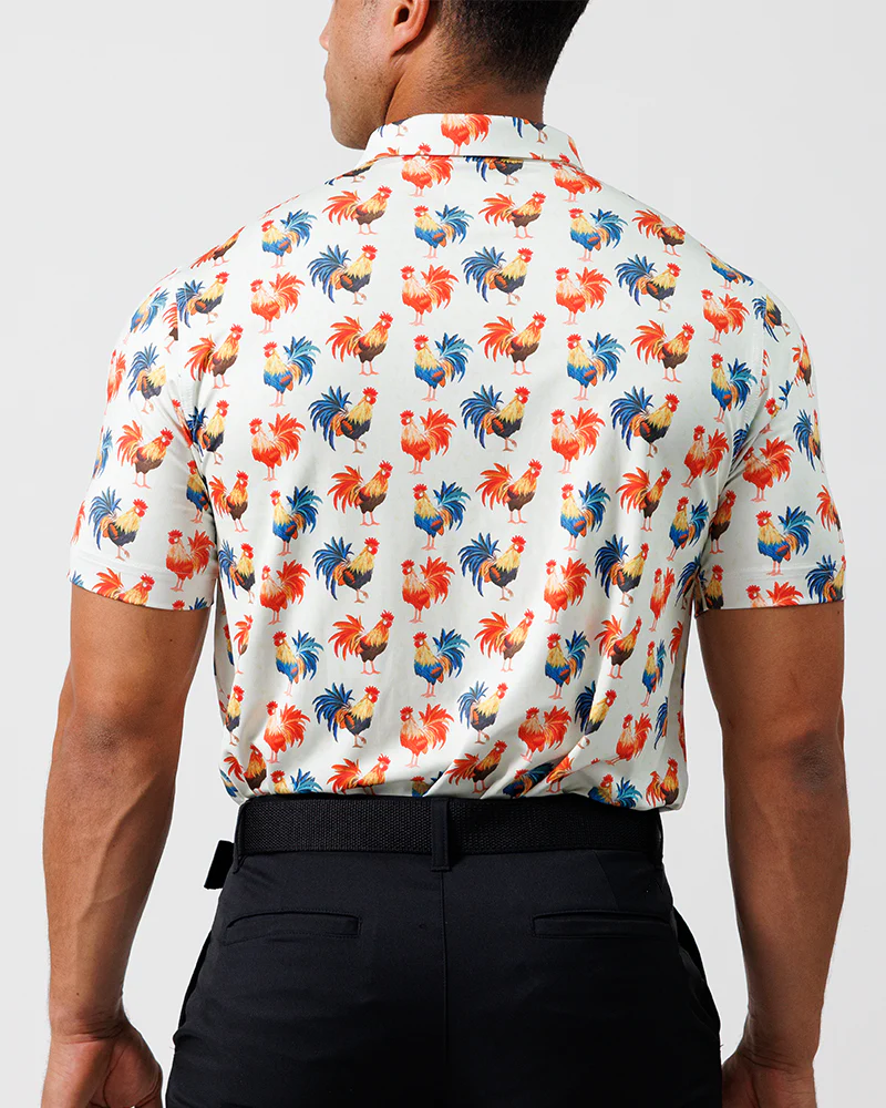 Cocky Rooster Men's Polo - White - Image 3